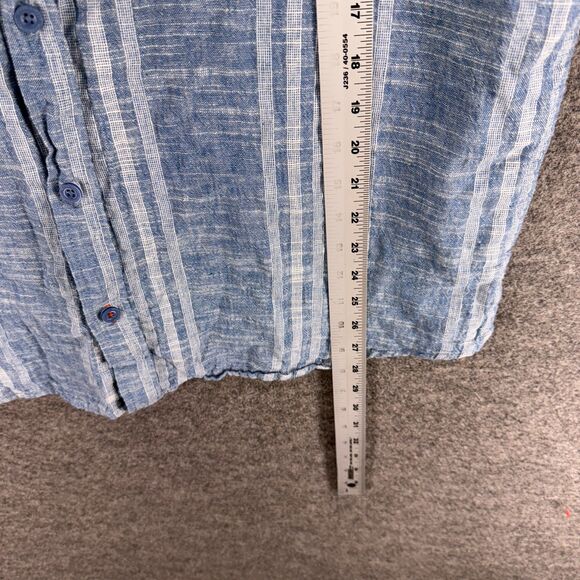 Weatherproof Vintage Shirt Men XL Blue Striped Button Up Collared Short Sleeve - Picture 7 of 8